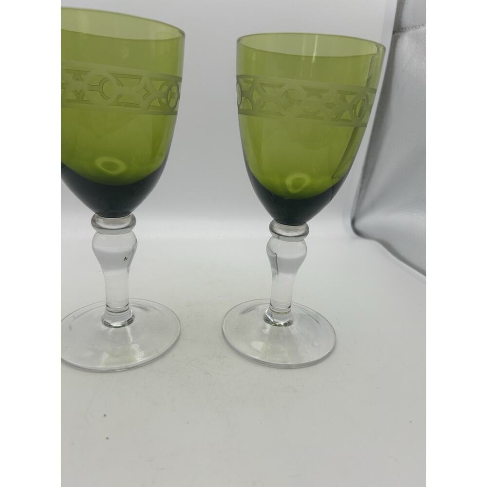 Cypress Green By Artland Willow Irish Celtic Green Etched Stem Water Goblet